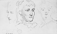 Heads, John Singer Sargent (American, Florence 1856–1925 London), Graphite and pen and ink on off-white wove paper, American